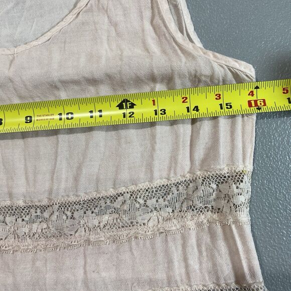 ENTRO Anthropologie Midi Dress Sleeveless Lace Ruffle Asymmetrical Womens M Pink - Picture 5 of 11